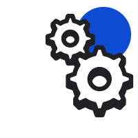 Gears with blue circle