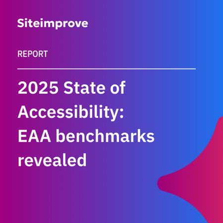 Siteimprove 2025 State of Accessibility report cover highlighting EAA benchmarks and digital accessibility trends.