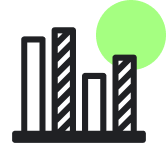 Bar graph with cross hatching with green circle