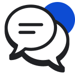 Speech bubbles with blue circle