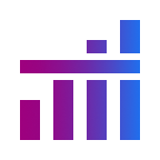 Gradient icon of a bar graph with a line at the top for keymetrics.
