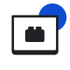 Icon of a puzzle piece with blue circle